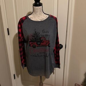 Festive Gray and Red Women’s Long Sleeve Tee